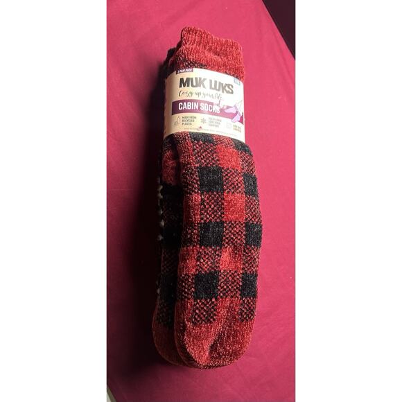 Muk Luks Cabin Socks L/XL 2 Pairs New Non-Slip Grippers Unisex - Picture 2 of 4